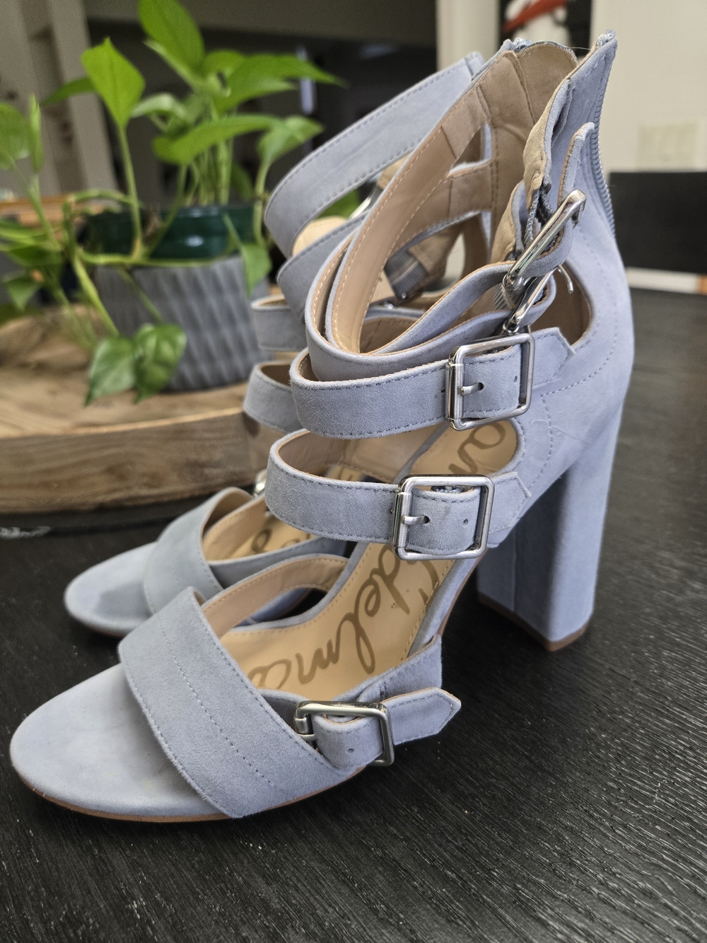 Sam Edelman Strappy Block Heel Sandals in Light Blue Size 8